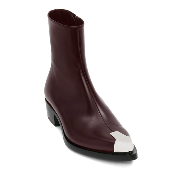 Punk Leather Boots Silver Toe