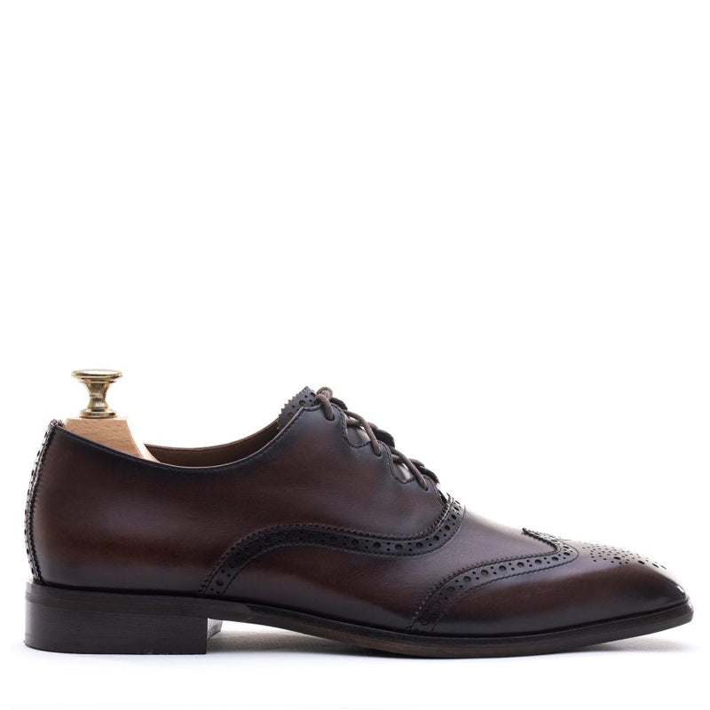 Leather Whole Cut Wingtip Oxford Shoes