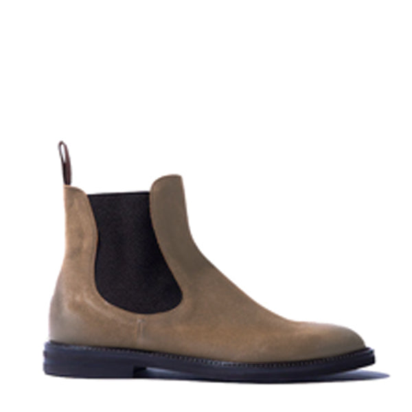 Classic Chelsea Olive Coloured Suede Leather Boots