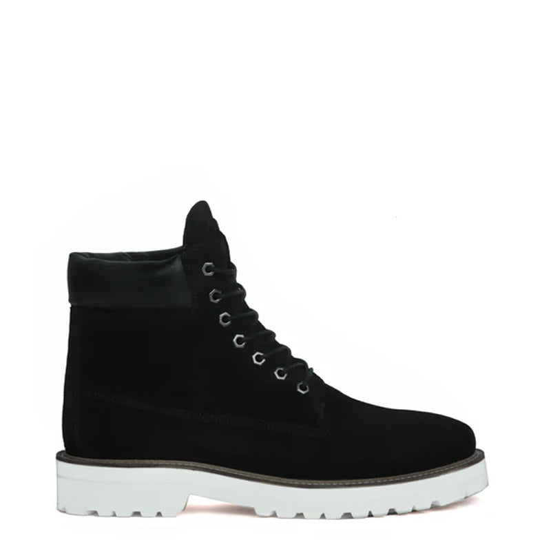 Suede Leather Lace Up Biker Beige Boot