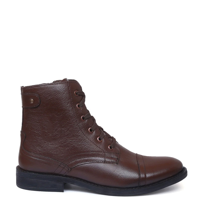 Men Lace-Up Leather Casual High Ankle Boots