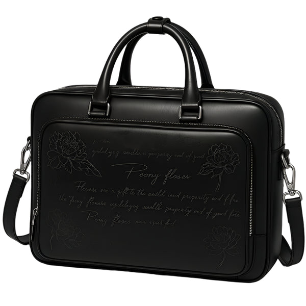 Italian Tan Men s Printed Leather Laptop Bag