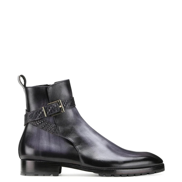 Luxury Stylish Leather Side Zipper Boot With Buckle