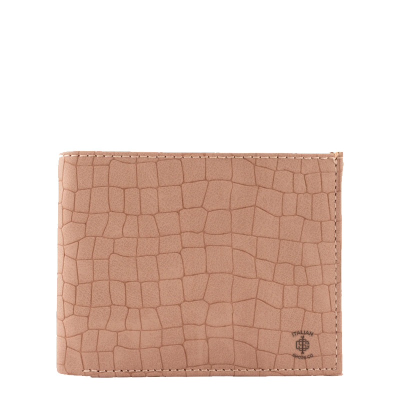 Croc Leather Bifold Peach Wallet