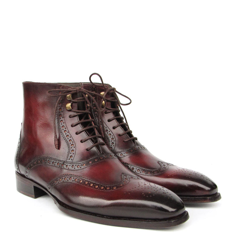 Premium Leather Lace-Up Wingtip High Ankle Boots