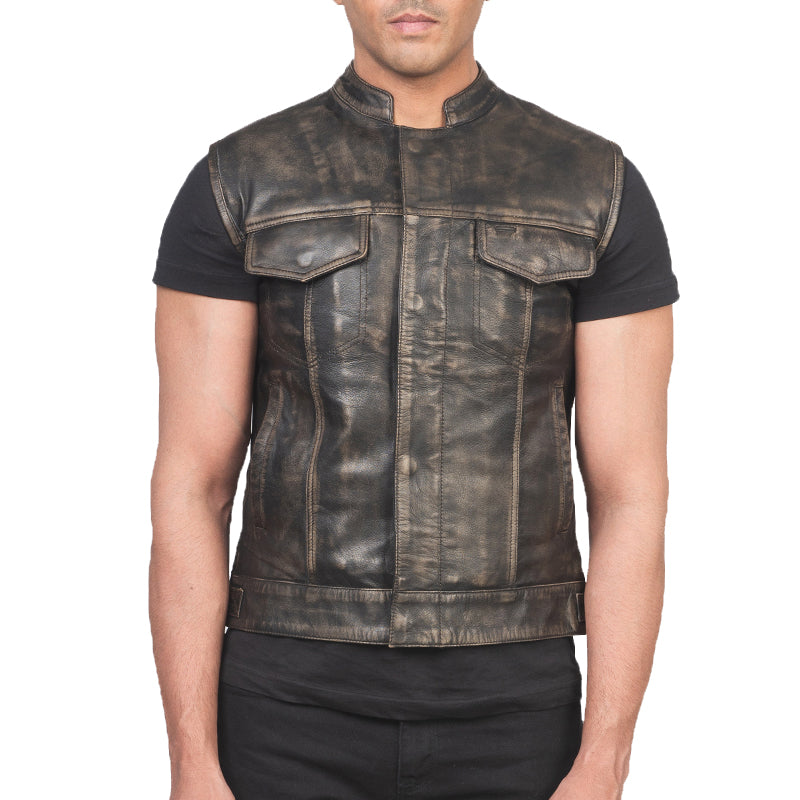 Atlas Moto Leather Vest For Men