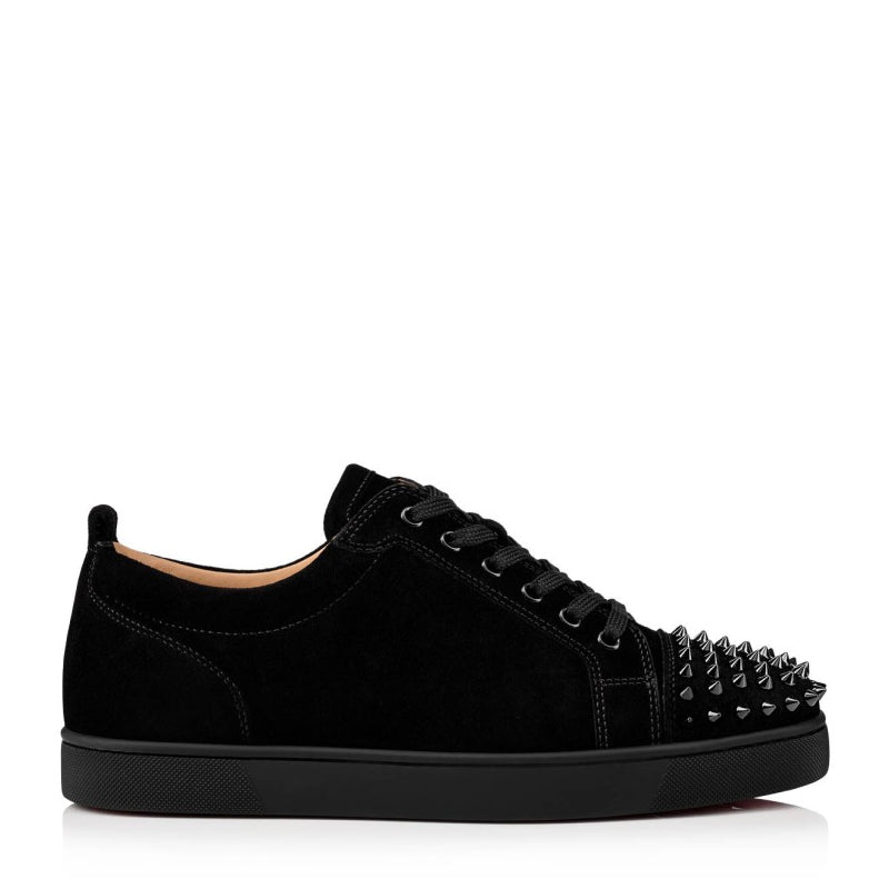 Suede Spike Studded Lace-Up Sneakers