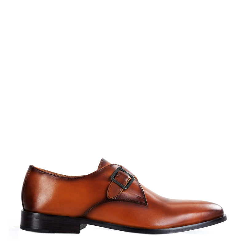 Premium Single Monk Strap Leather Shoes For Men