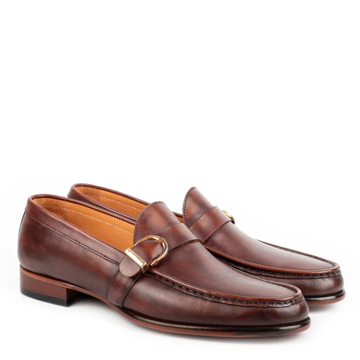 Enzo Burgundy Single Monk Strap Shoes