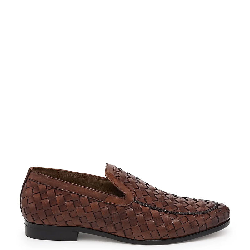 Men Woven Textured Handmade Pure Leather Loafers