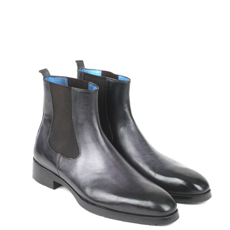 HandPainted Solid Leather Chelsea Boot Black and Grey