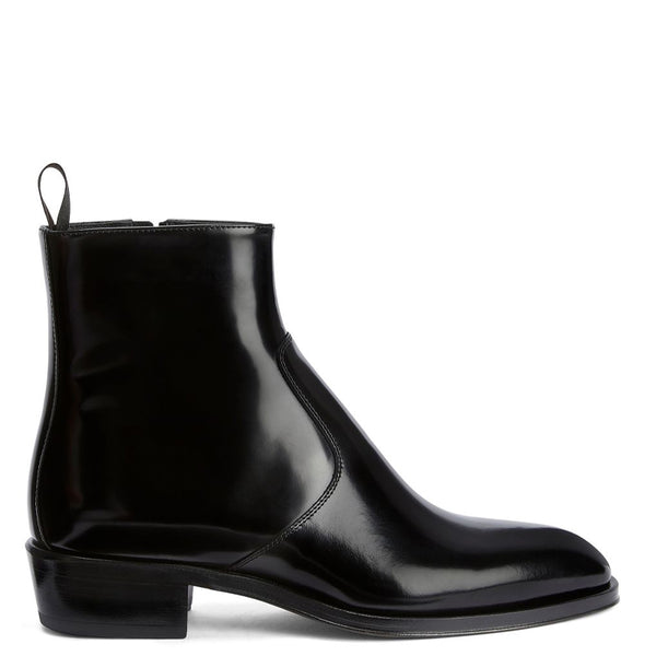 Patent Leather Cuban Side Zip Ankle Boots