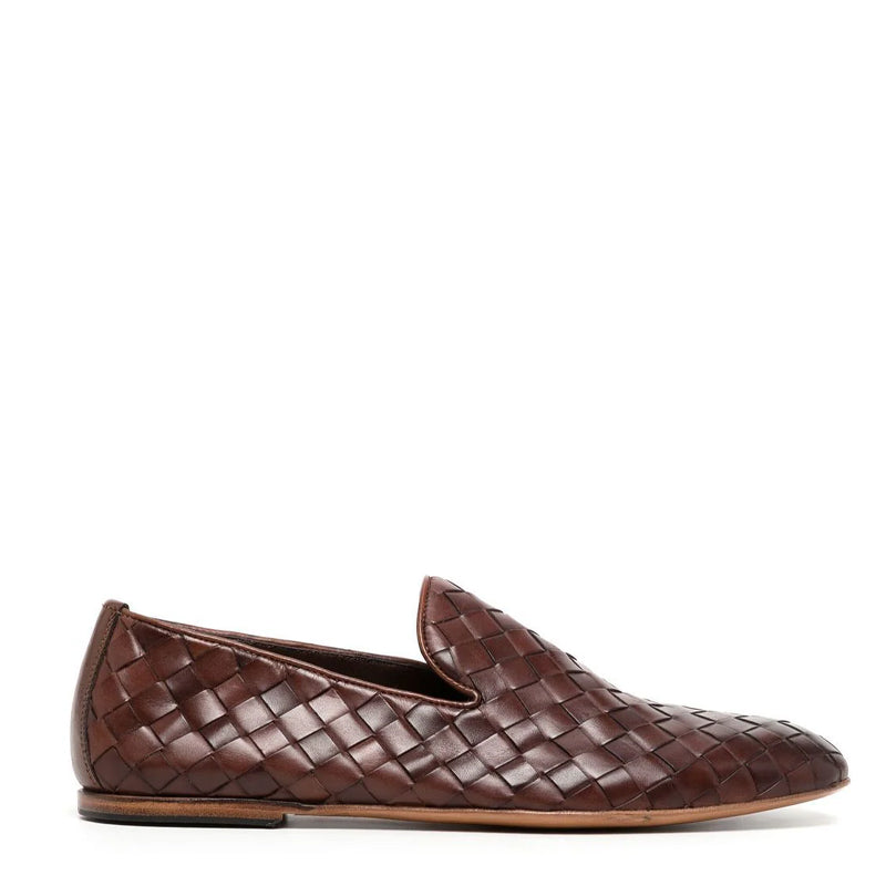 Tessuto Leather Loafers Brown