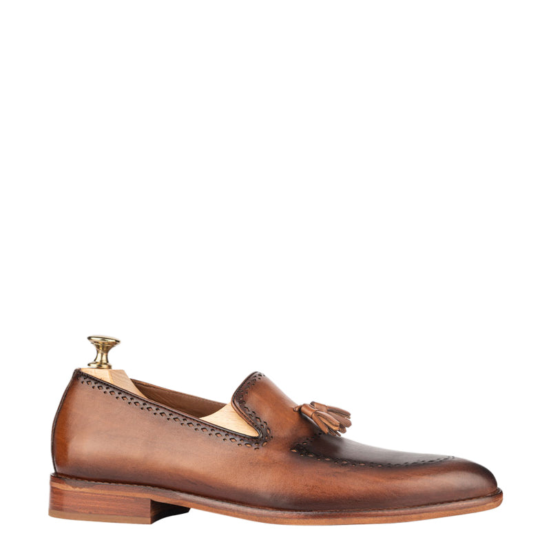 Patina Leather Tassel Loafers For Men