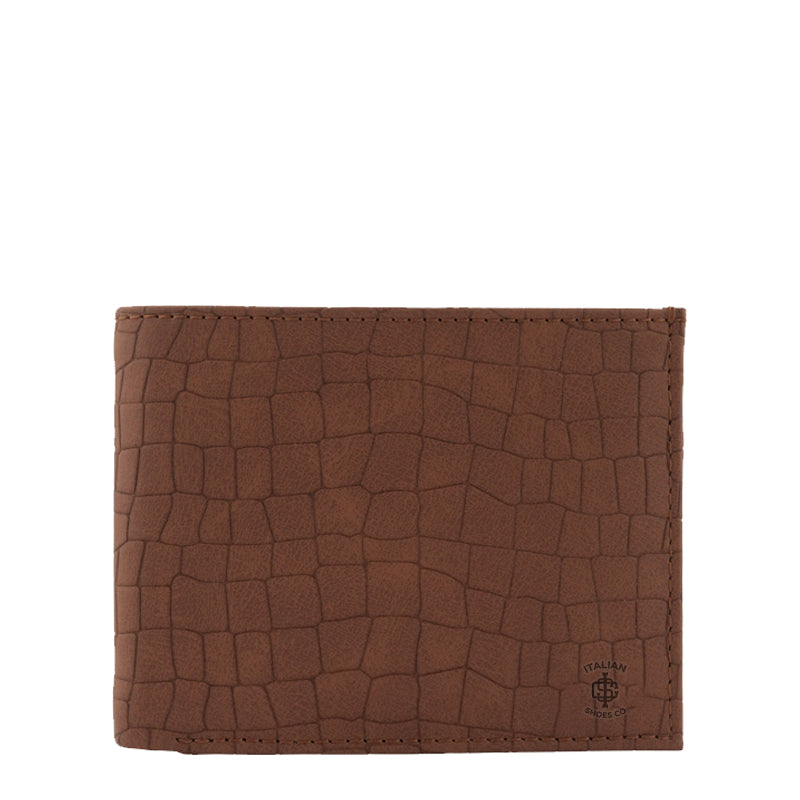 Croc Leather Bifold Peach Wallet