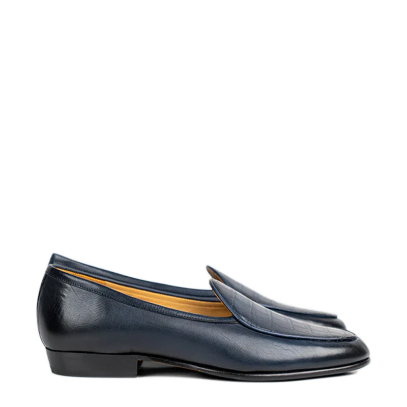 Croco Solid Leather Formal Brown Loafer