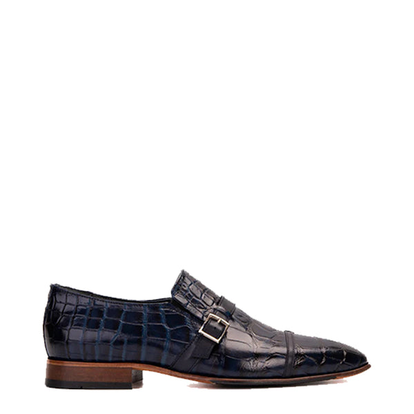 Leather Single Monk Strap Cap Toe Men Shoe