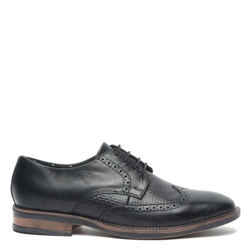 Men Solid Lace-Up Leather Derby Shoes