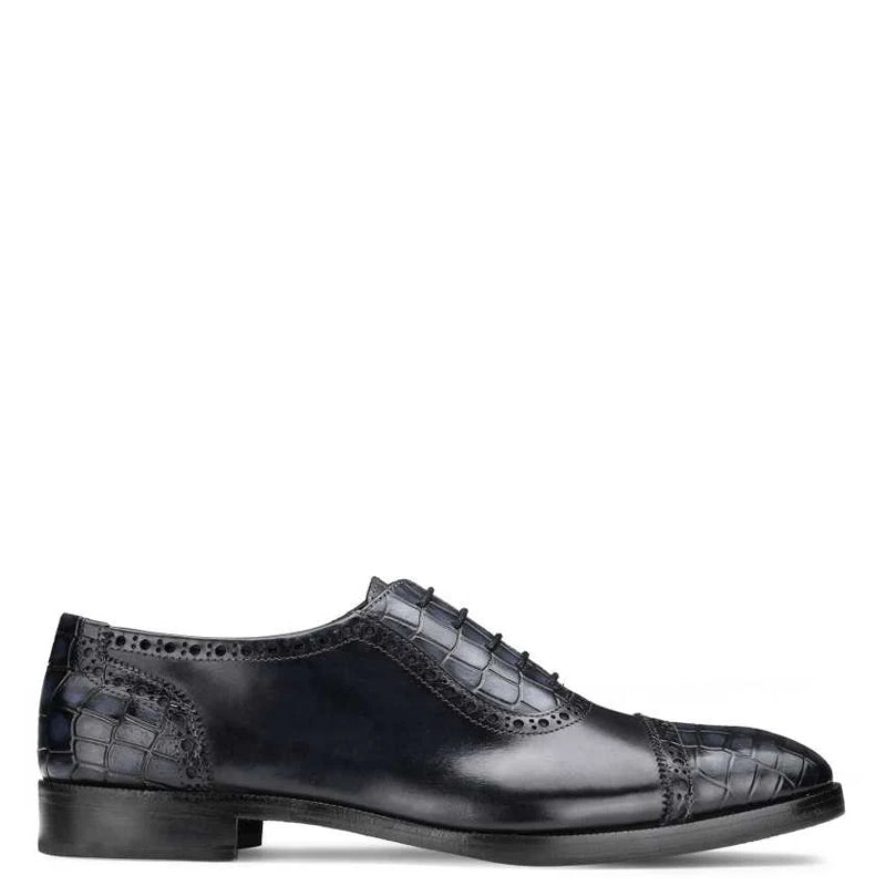 Men Croco Captoe Leather Handmade Oxford Shoes