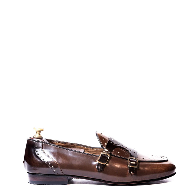 Men Handmade Double Monk Studded Monk Strap