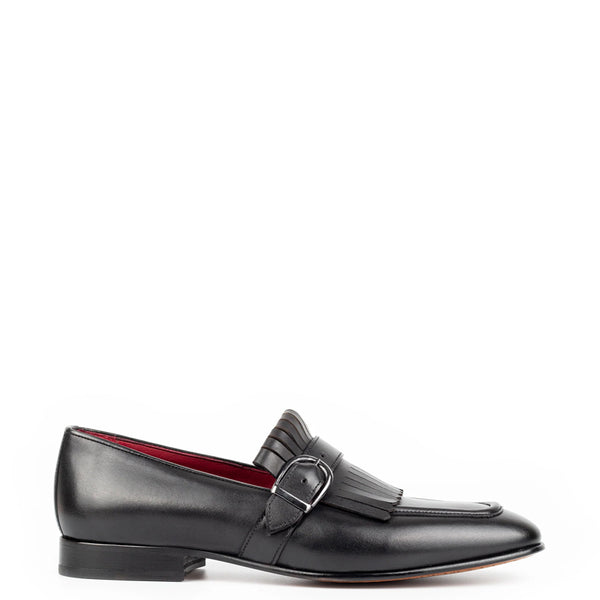 Premium Midnight Leather Single Monk Straps Shoe