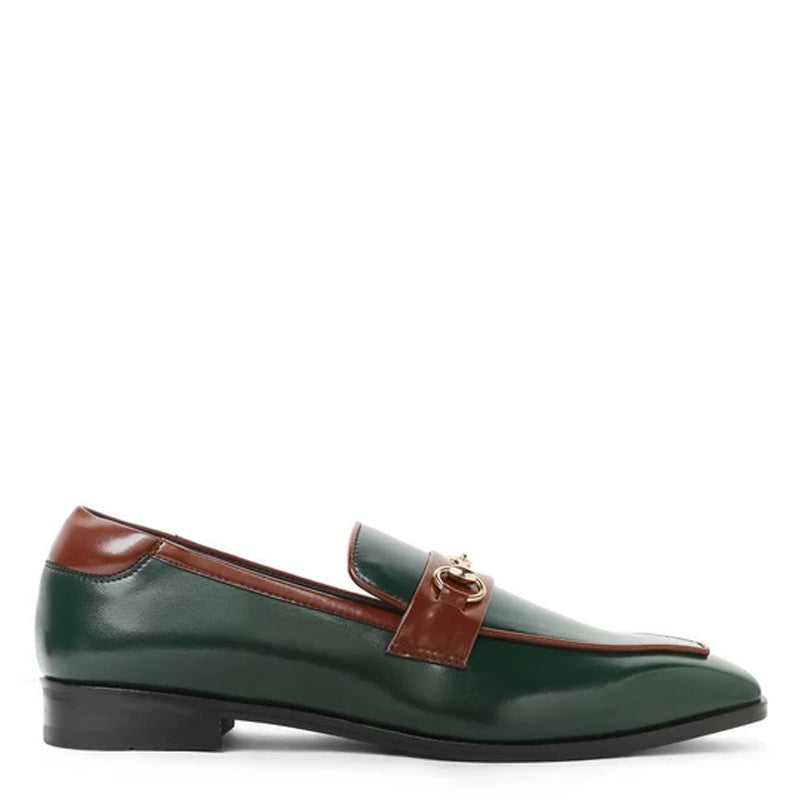 Men Slip-On Leather Horsbit Buckled Loafers
