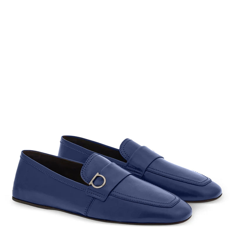 Blue Plaque Leather Loafers