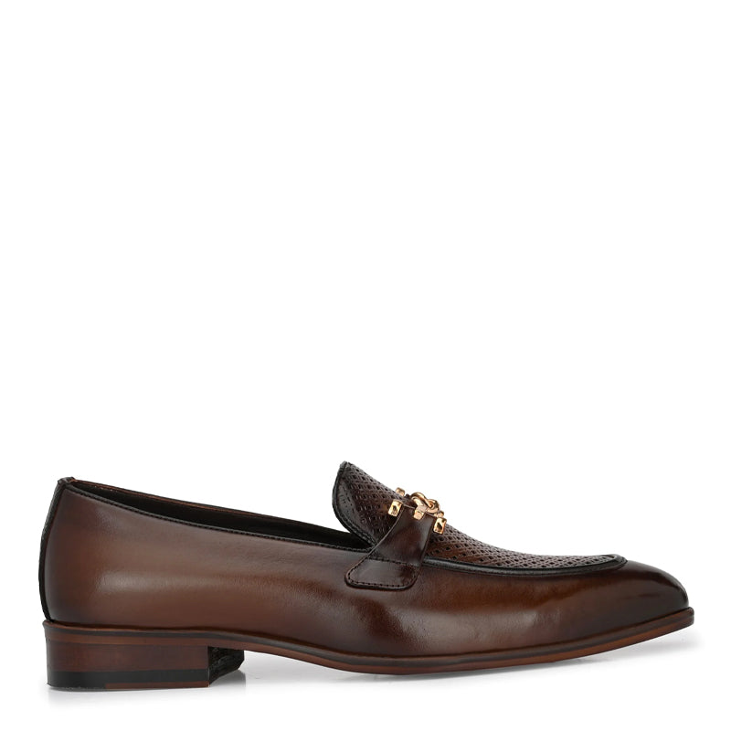 Men Textured Slip-On Leather Loafers