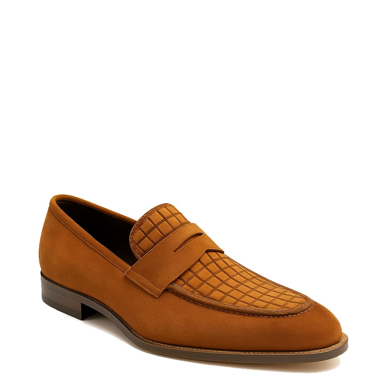Suede Royale Leather Printed Tan Loafer
