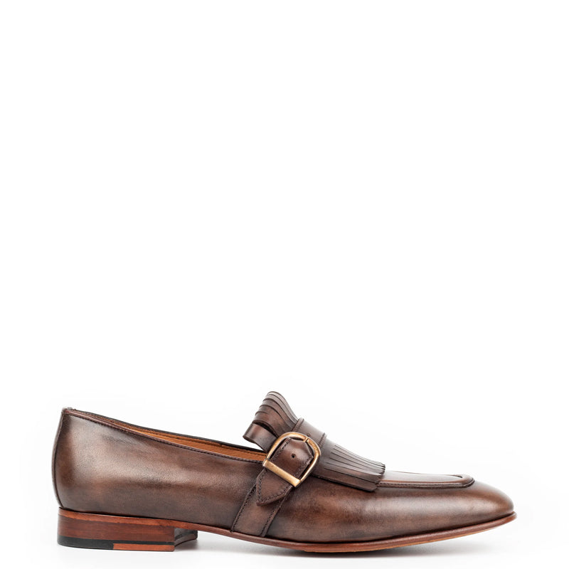 Premium Midnight Leather Single Monk Straps Shoes