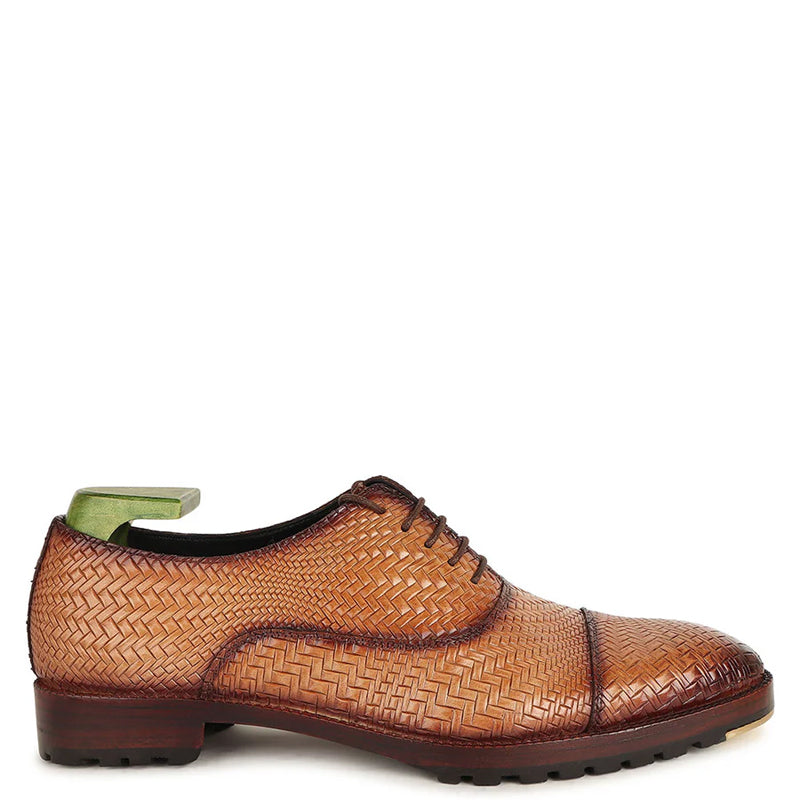 Patina Textured Captoe Leather Oxford Shoes