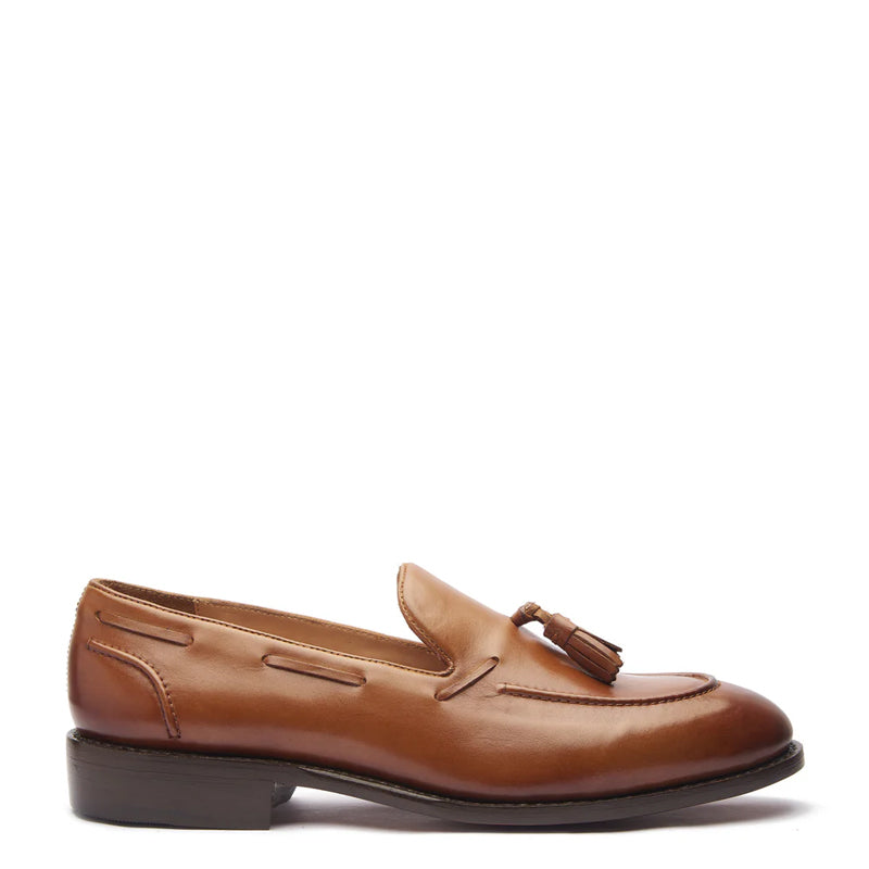 Classic Handmade Solid Leather Tassel Loafer Tan