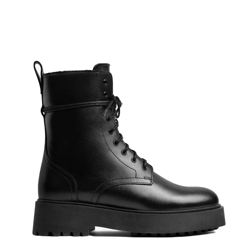 Lace-Up Leather High-Top Combat Boots