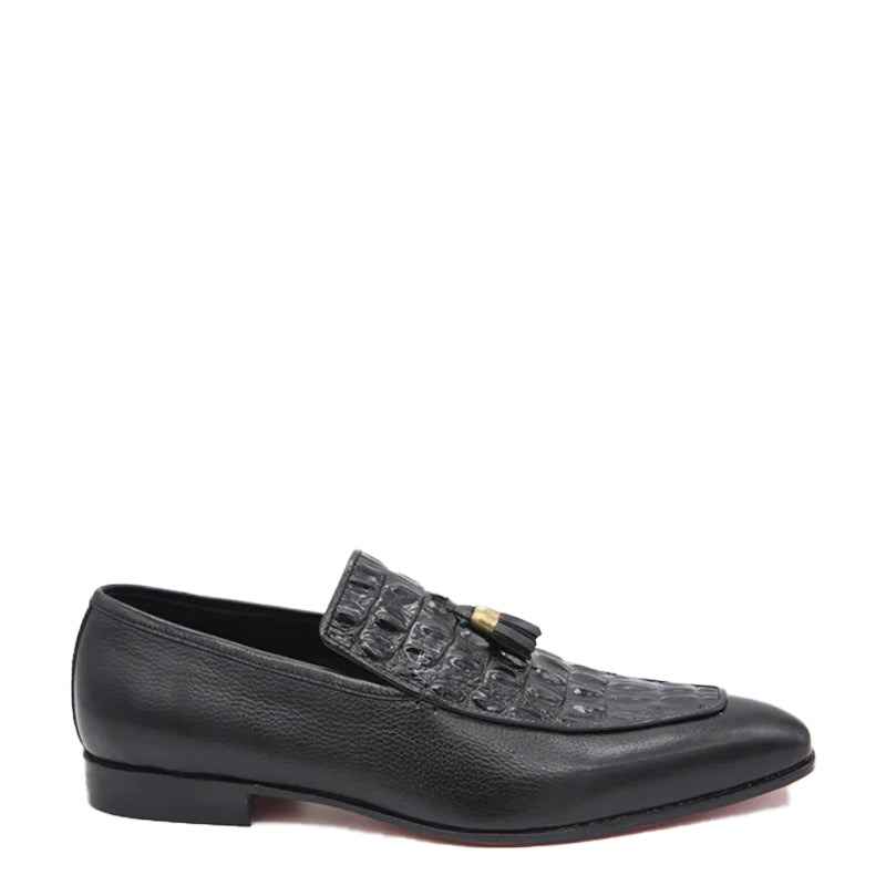 Men Crocodile Print Slip-On Tassel Loafers