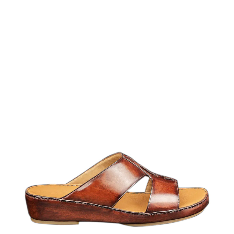 Luxury Slip On Solid Leather Arabic Sandal