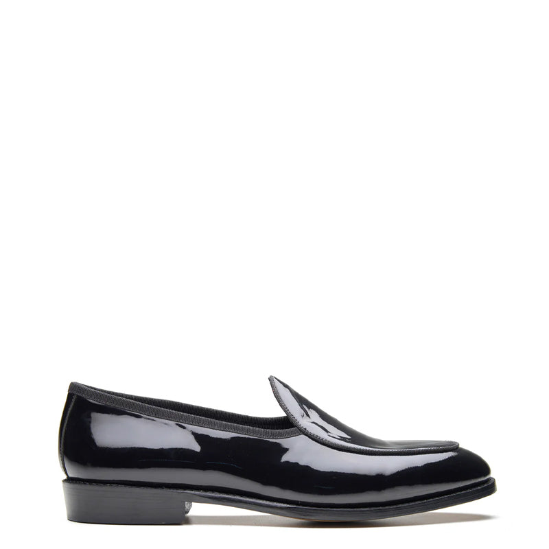 Men s Patent Loafers Slip on Shoe Black