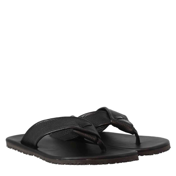 Classic Leather Handmade Thong - Black