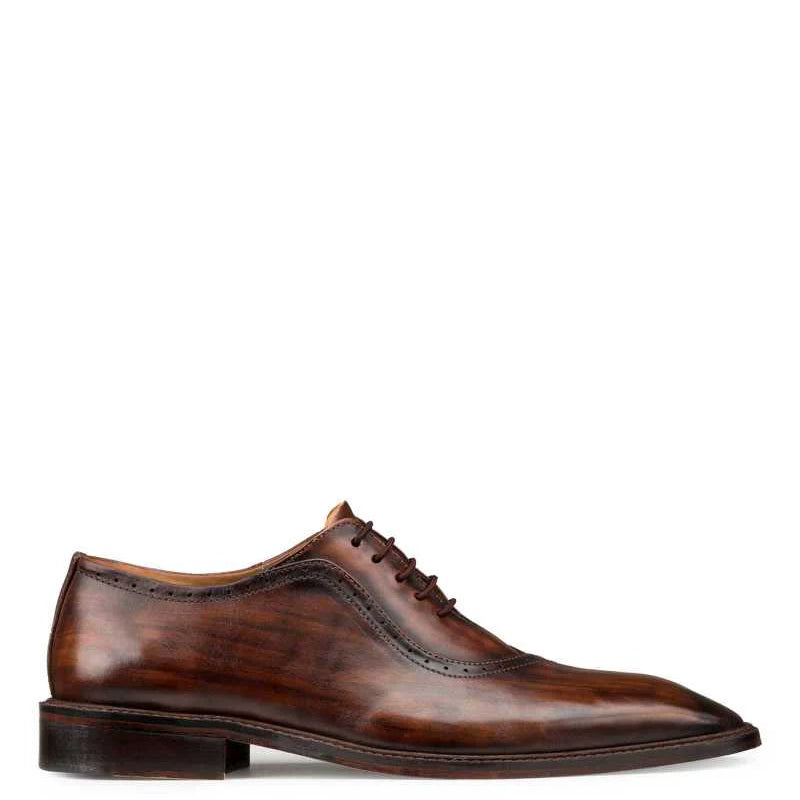 Wooden Finish Handpainted Pure Leather Oxford Shoes