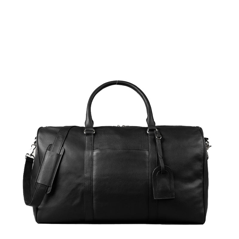 Darrio Black Leather Duffle Bag