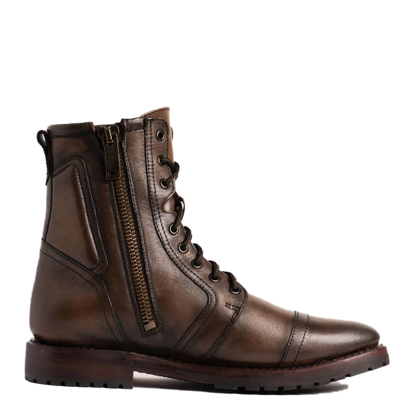 Leather Zip Up High Ankle Boots