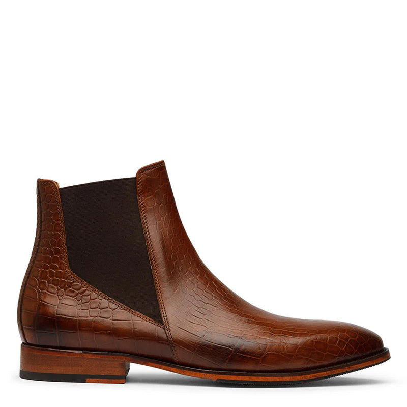 Mid Top Croco Leather Chelsea Boots For Men