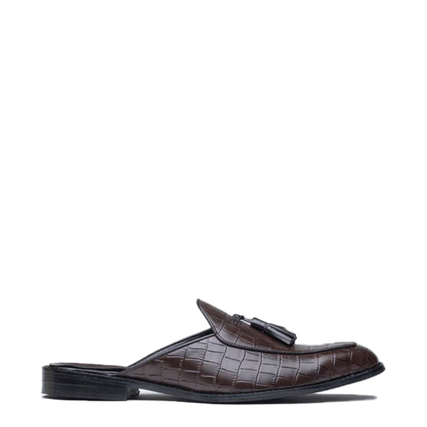 Croco Slip On Leather Mule