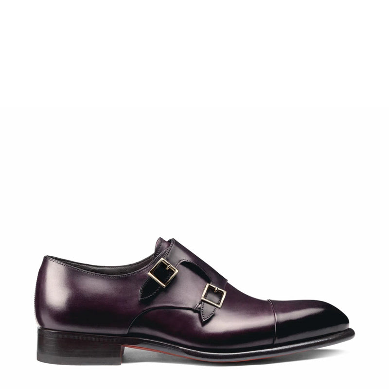 Leather Double Monk Strap Men Shoes