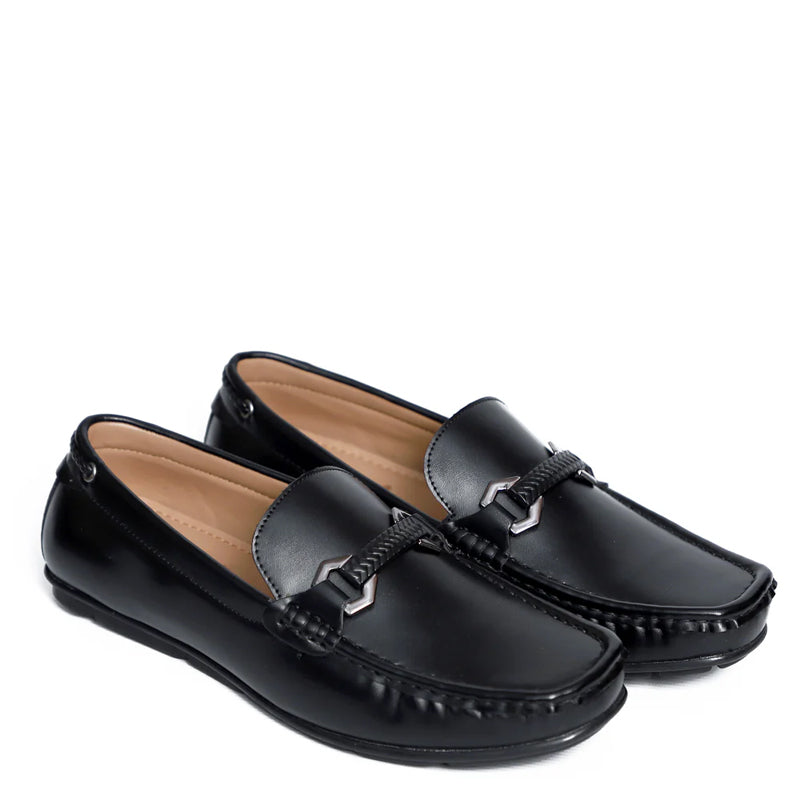 Premium Plain Leather Buckled Loafers