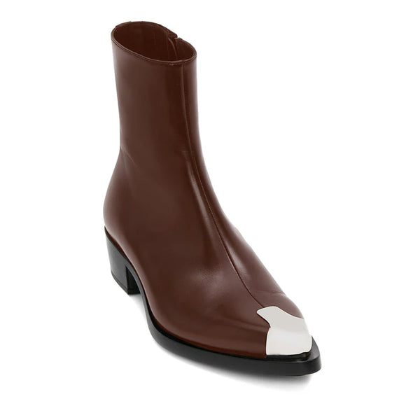 Punk Leather Boots Silver Toe