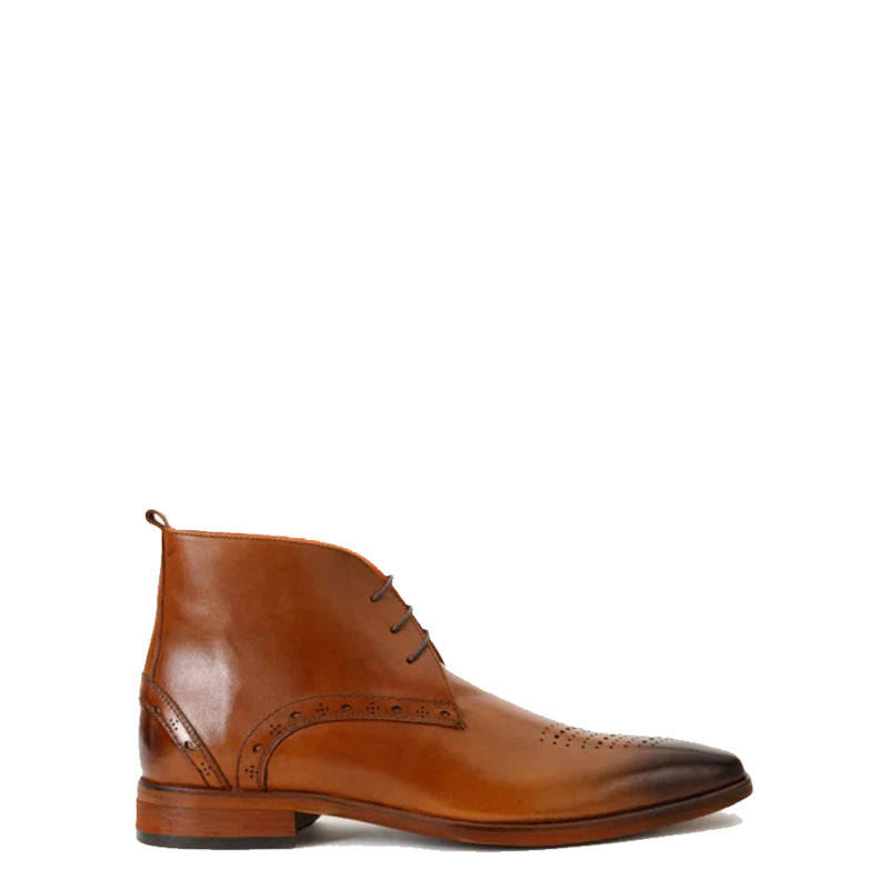 Dessalines Brown Leather Chukka Brogue  Boot for Men