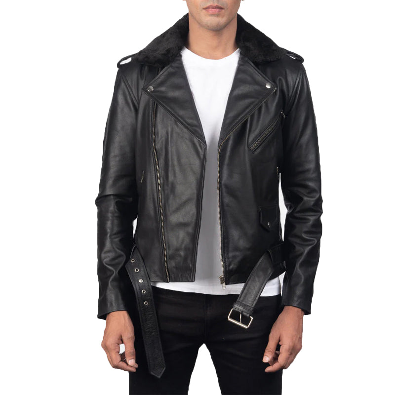 Furton Leather Biker Jacket For Men