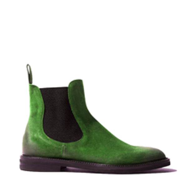 Classic Chelsea Olive Coloured Suede Leather Boots