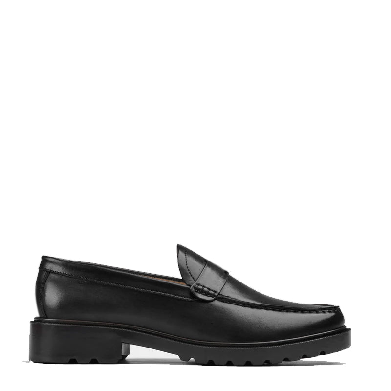 Platform Plain Loafer Shoes Wine