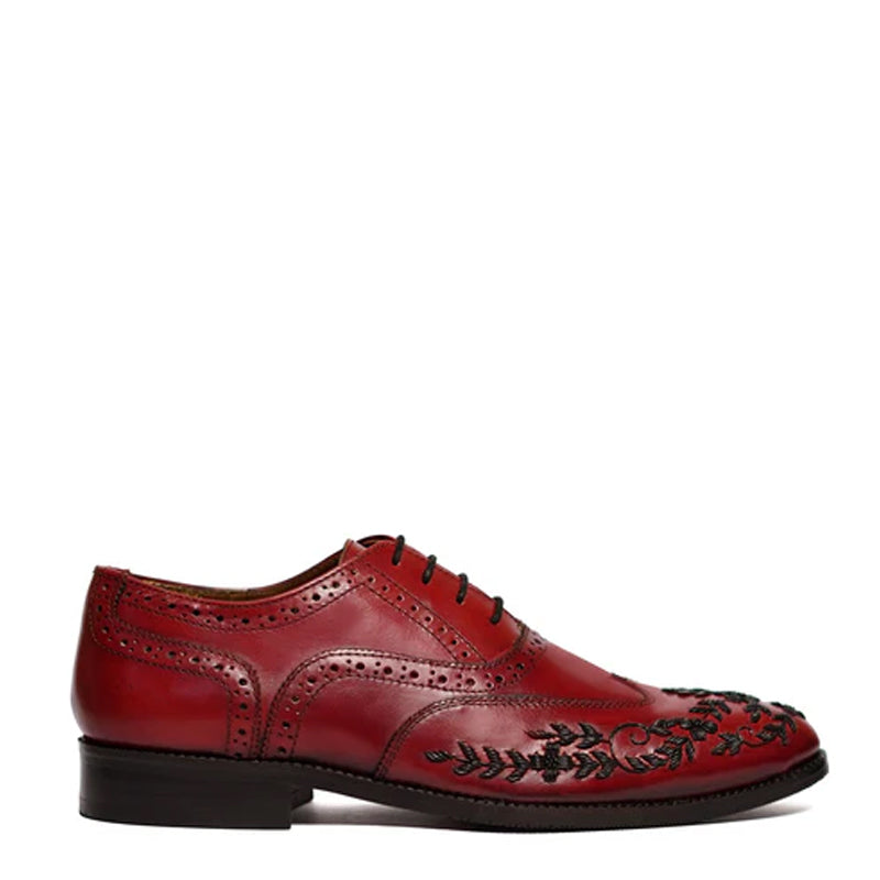 Leather Lace-Up Wingtip Shoes For Men